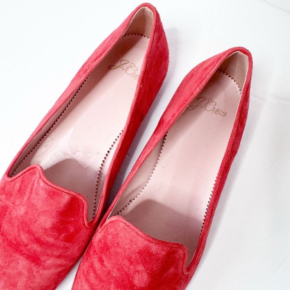 J.Crew Cecile Smoking Slipper Loafer in Fiery Sunset Red Suede Leather Women’s 7 - Picture 9 of 10